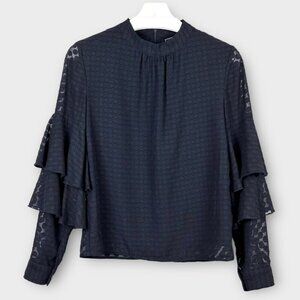 Sinéquanone Paris Semi Sheer Swiss Dot Blouse Navy